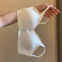 日系甜美裸感无痕舒适内衣女小胸聚拢显大无钢圈薄款蝴蝶结文胸罩