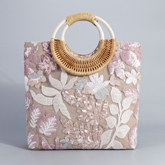 クロスボーダースパンコール春夏トートバッグ高级感小众刺繍レディースバッグ大容量ファッション编みハンドバッグ