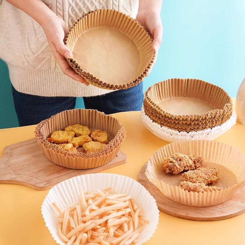 エアフライヤー専用紙ベーキングパン油吸収紙パッド家庭用食品シリコーン紙錫箔ボウルベーキングツールラウンド|undefined