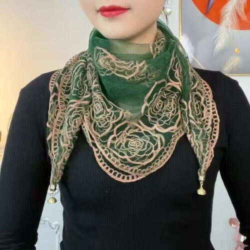 Vintage Embroidered Square Scarf Multi-functional Decorative Silk Scarf Fashion Versatile Elegant Thin Model Neck Scarf Korean Style