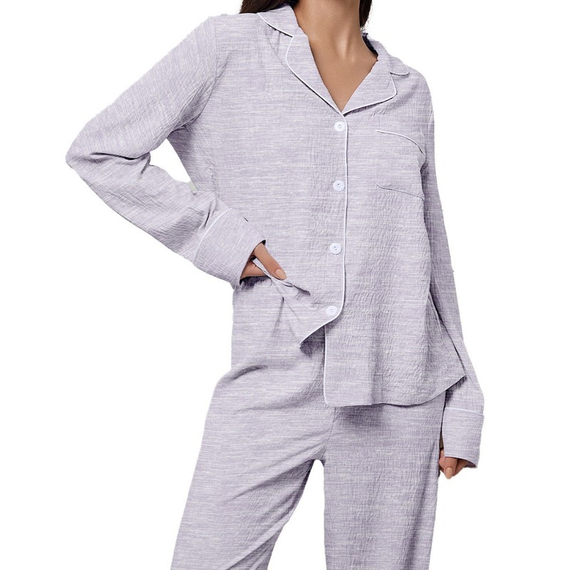 跨境外贸女士睡衣套装四季舒适翻领长袖长裤家居服women pajamas|undefined