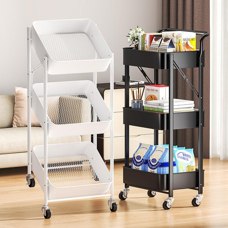 Kitchen Storage Rack Mobile Storage Cart Wardrobe Beauty Trolley Snack Storage Rack Movable Space-Saving