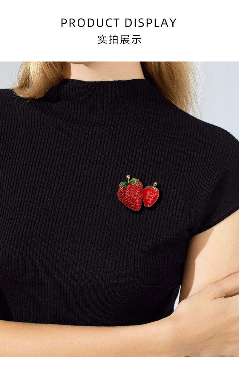 16g Weight Brooches Classification Holiday, Daily Occasion Rhinestone Material Strawberry Pattern All Seasons Season Women's Gender Plating Design Retro, Shiny Style Retro Shiny Pin Strawberry Rhinestone Plating Women's Brooches 2