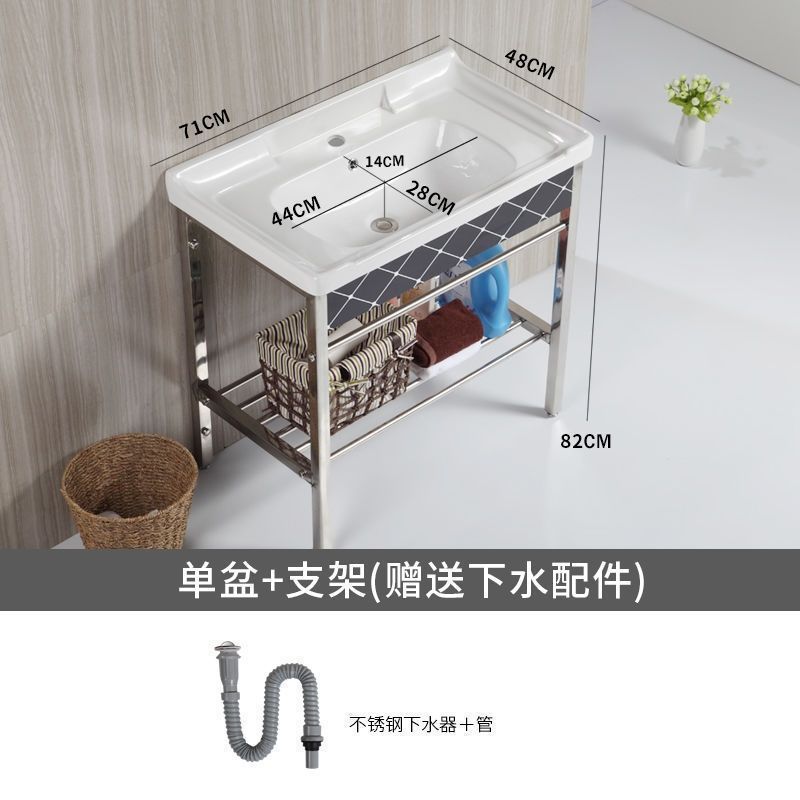 セラミック洗面台 床置き型 小型 簡易柱洗面台 賃貸住宅 浴室トイレ一体型洗面台|undefined