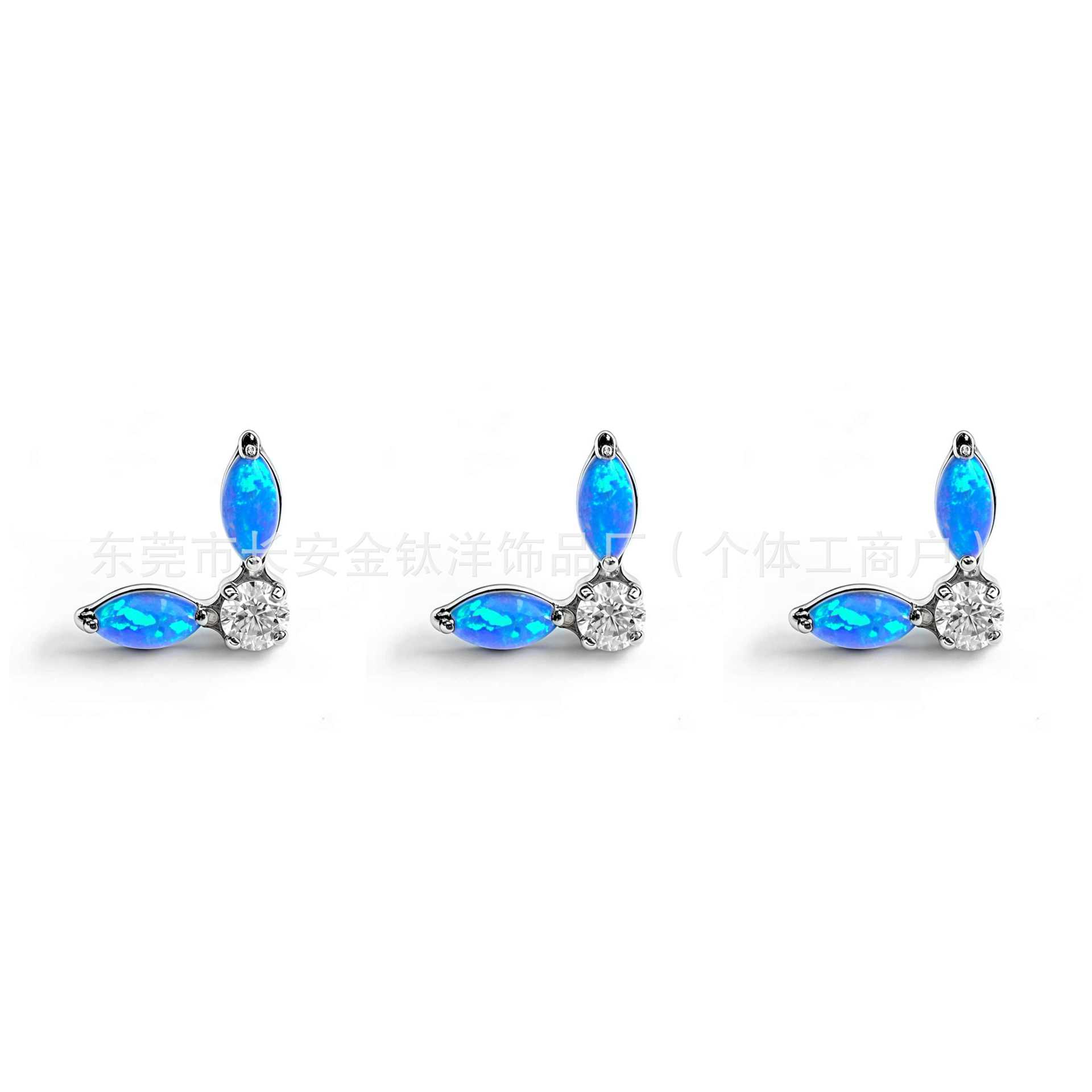 F136 Titanium Marquise Zircon Wing Earrings Lip Studs Nose Studs Ear Bone Studs G23 Titanium Alloy Body Piercing Jewelry detail image 4