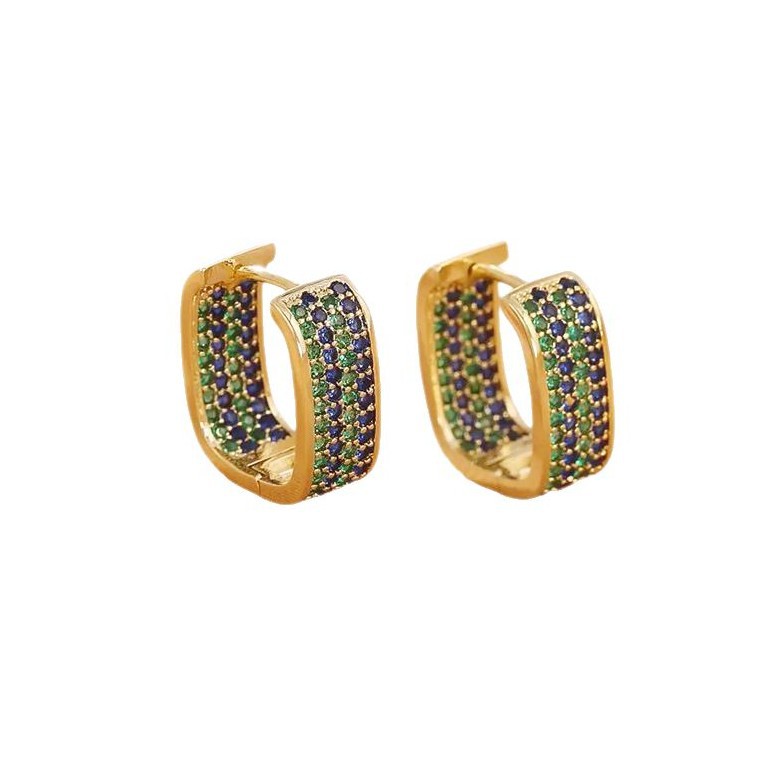 High-end Colorful Zirconia Diamond Stud Earrings Geometric Style_voghion.com