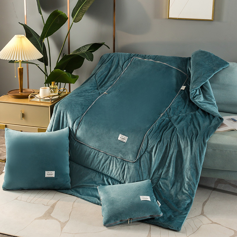 크리스탈 벨벳 아플리케 자수 베개 이불-다크 그린