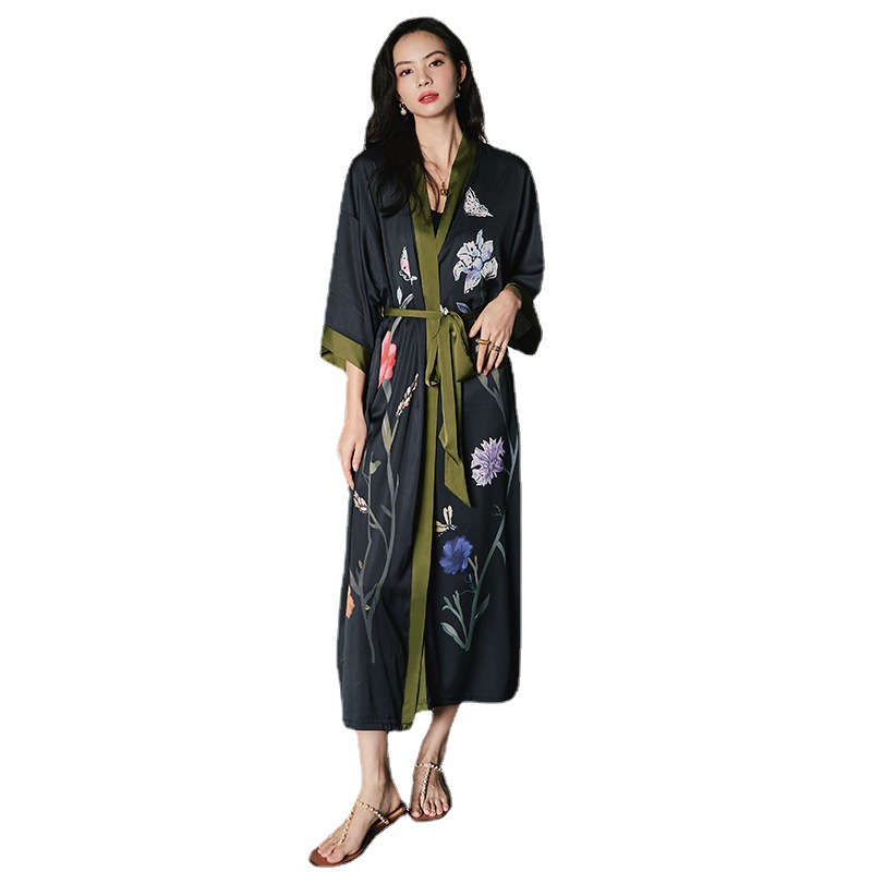 Yaoting pijamas de gasa de satén para mujer verano talla grande hielo seda ligero de lujo bata de baño ropa de casa fresca 2669