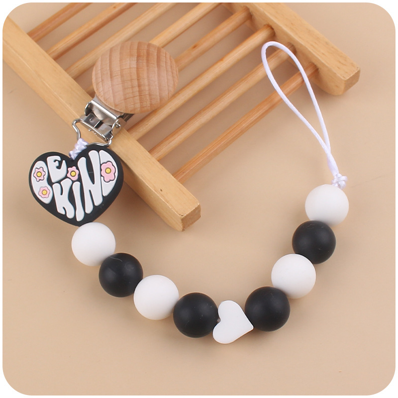 Nuevo bebé de dibujos animados amor mordedor bebé creativo DIY Pequeño amor de silicona mordedura Cadena de pezón cadena anti-caída