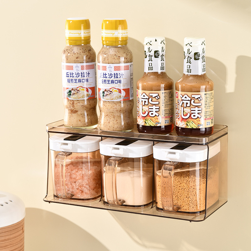 調味料調味料缶日本式キッチン調味料箱プラスチック食品級セット家庭用スプーン付き調味料缶|undefined