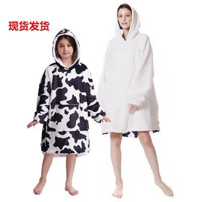 Blanket sweater TV Lazy man blanket Hooded pullover Sweater Autumn and winter Cold proof keep warm pajamas TV blanket Amazon