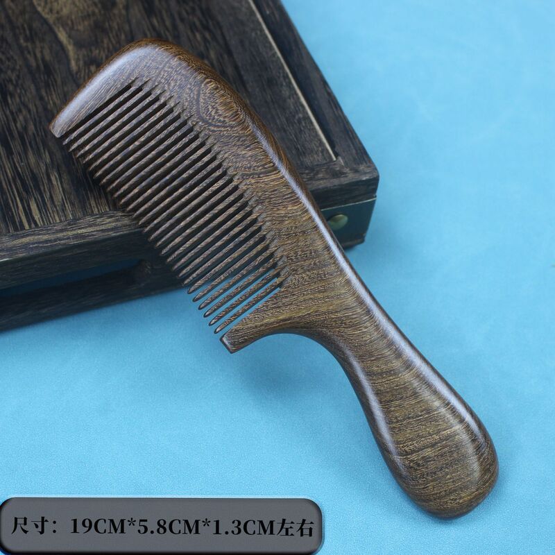 天然黒檀櫛メーカー卸売 新型金彩画入りヘアコーム 長髪用 家庭用 無垢材ギフト|undefined
