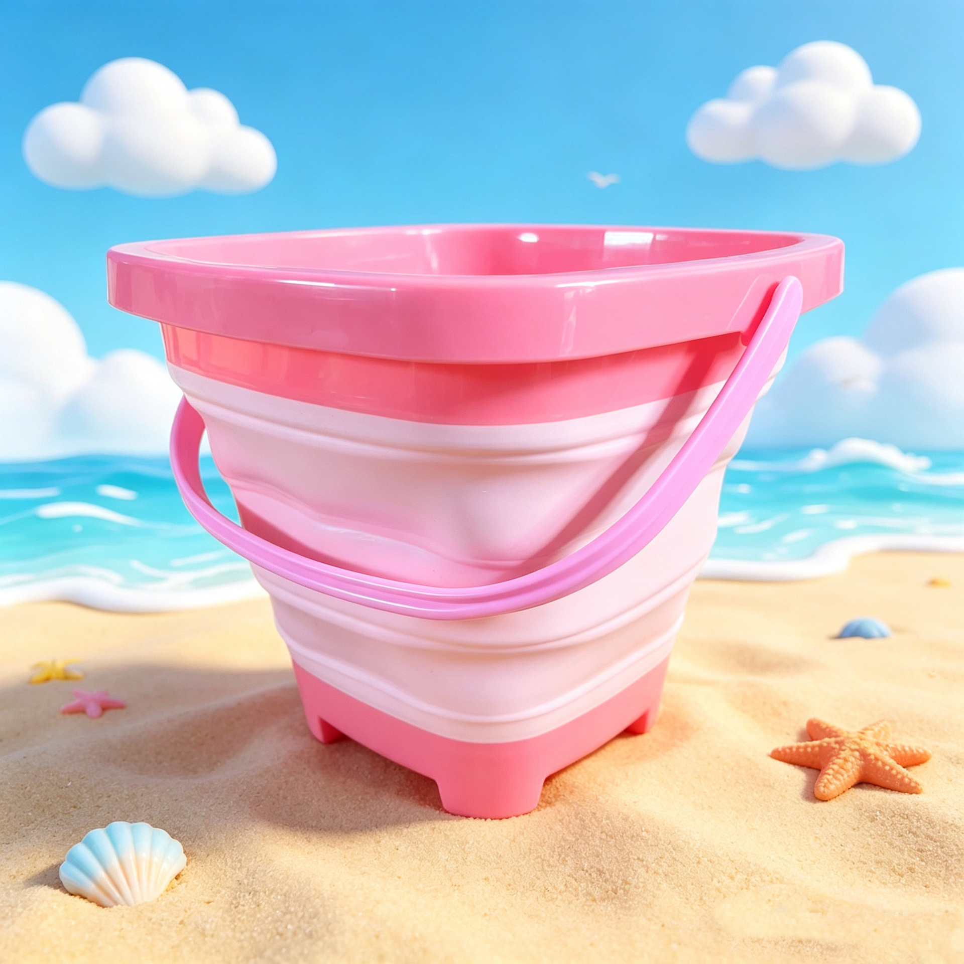 Beach folding bucket (pink)