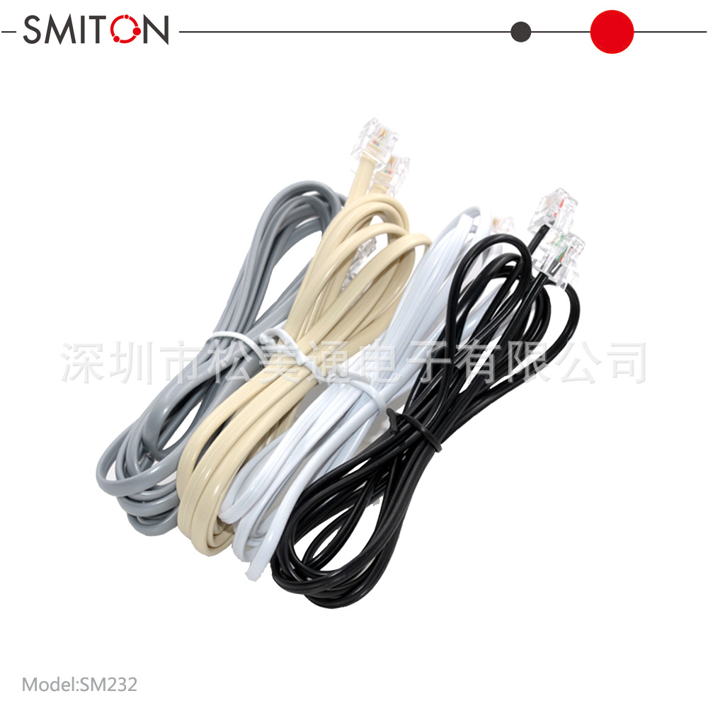 sm232厂家直销 28awg电话线 RJ11 6P2C线缆 1.8米P+P
