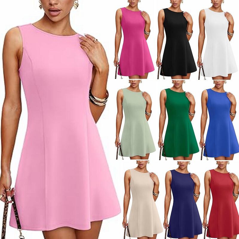 2026 European and American Foreign Trade Cross-Border Women's Clothing Amazon Hot-Selling Sleeveless Round Neck Club Party Mini Dress