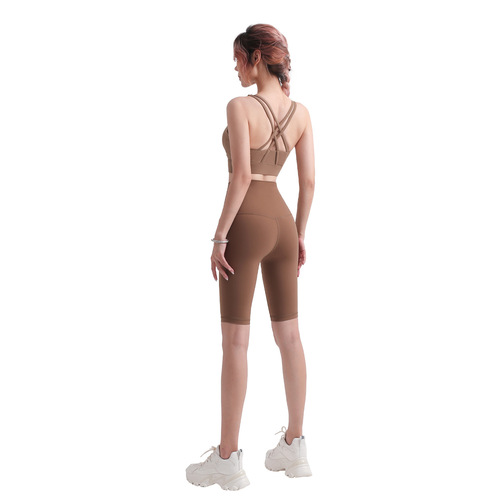 SS medium strength cool feeling zipper shockproof sports bra women's summer nude feeling beautiful back yoga bra running fitness vest