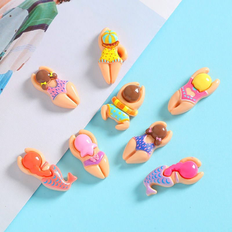 Cartoon Swimming Villain Resin Small Accessories Handmade DIY Water Cup Refrigerator Magnet Hole Shoe Buckle Hairpin Jewelry Accessories