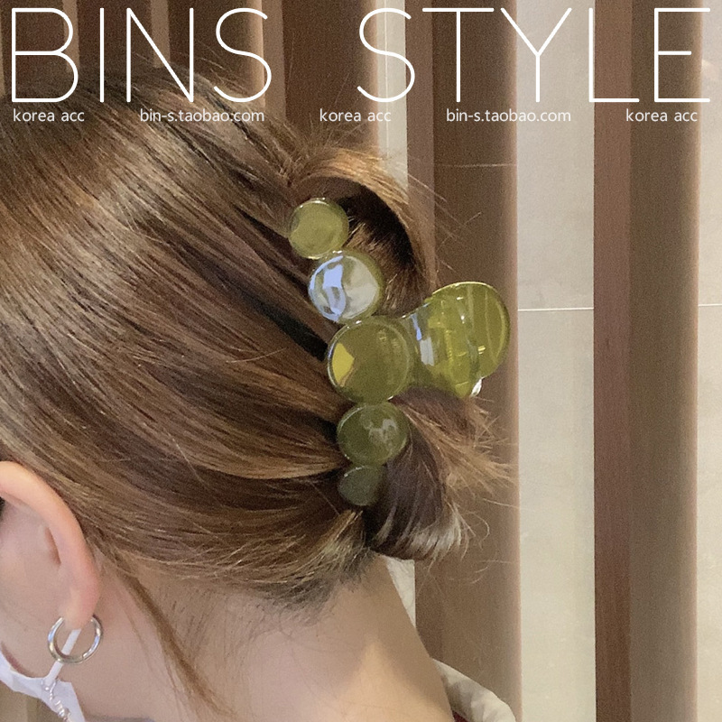 South Korea Summer Vintage Olive Green New Internet Celebrity Cross Grab Clip Back Head Hair Clip Shark Clip Hair Clip Tide