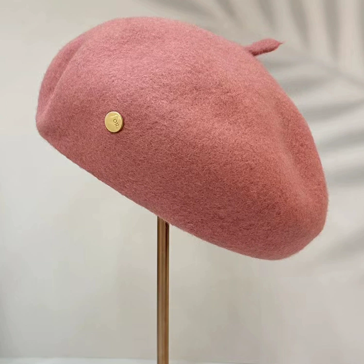 Demi-season colored woolen keep warm beret, universal hat