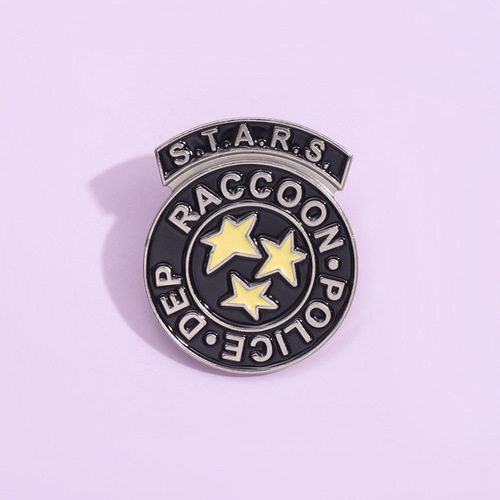 European and American creative movie peripheral series brooches, personalized raccoon police armband-shaped metal badge accessories