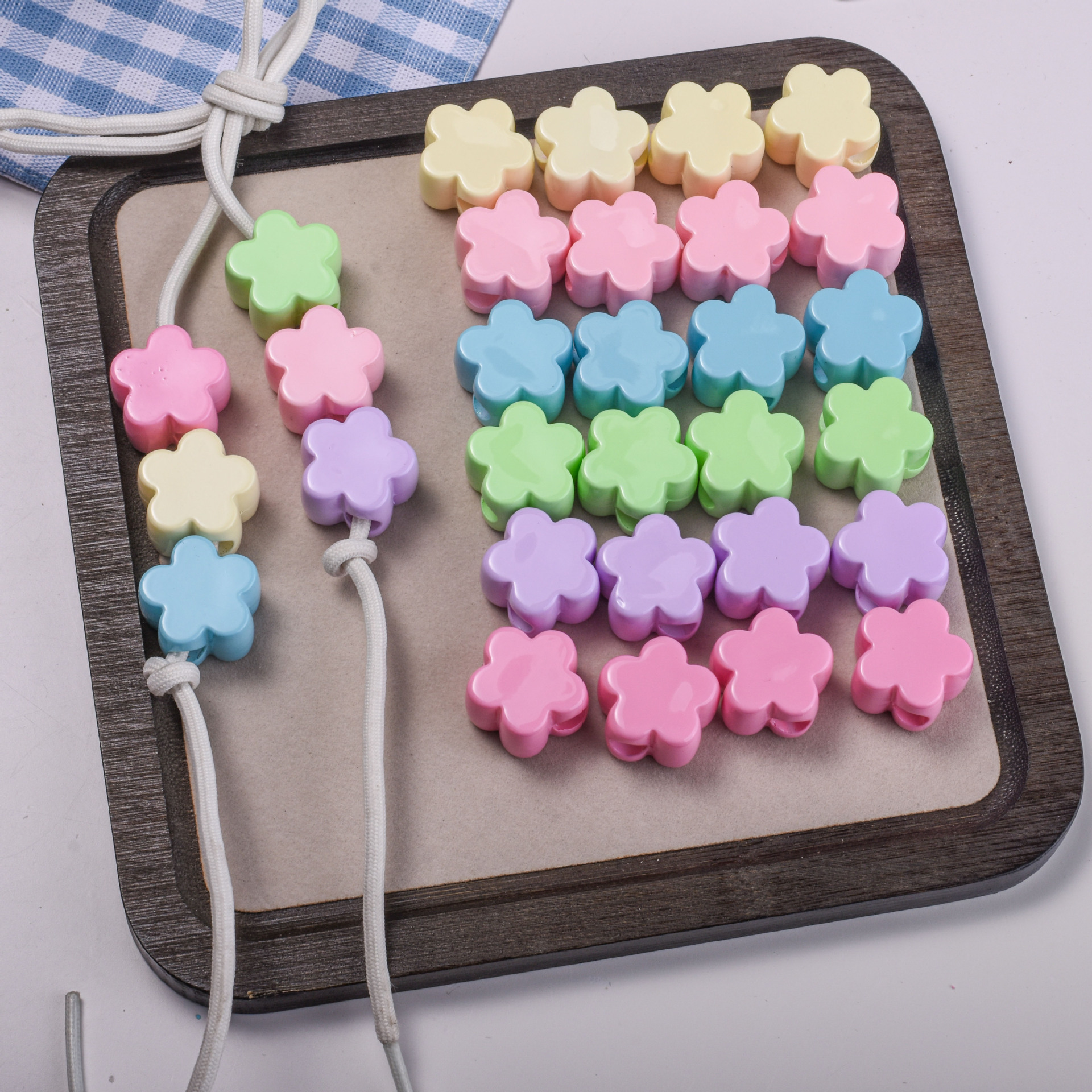 22mm Candy Cream Large Hole Flower Five-Petal Flower Acrylic Straight Hole Loose Beads DIY Mobile Phone Chain Bag Hanging Accessories