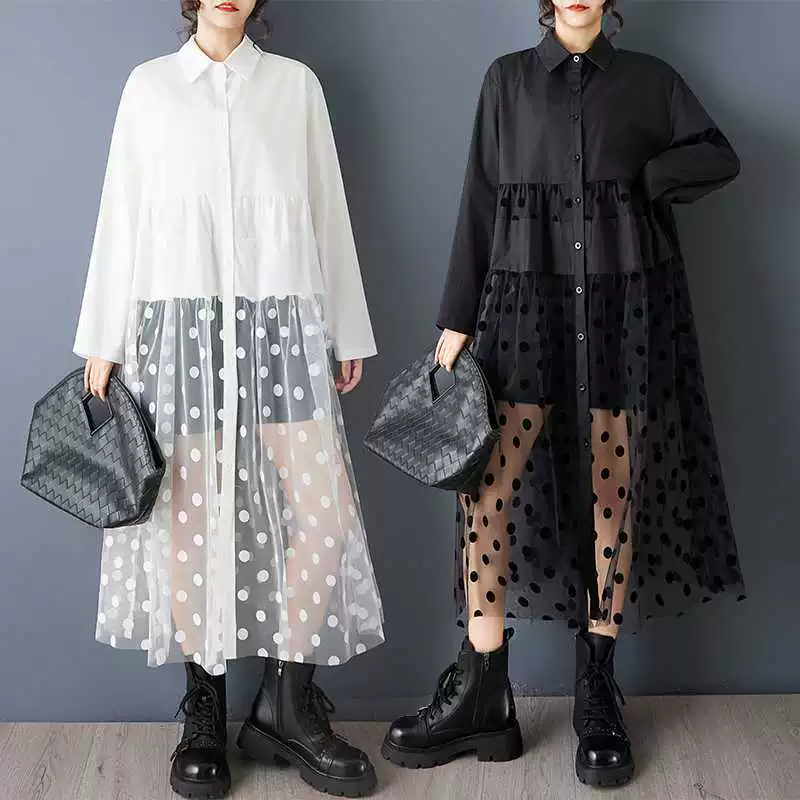 Autumn cute shirt for leisure, dress, oversize