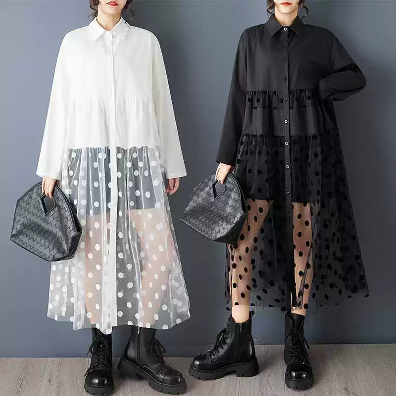 Autumn cute shirt for leisure, dress, oversize