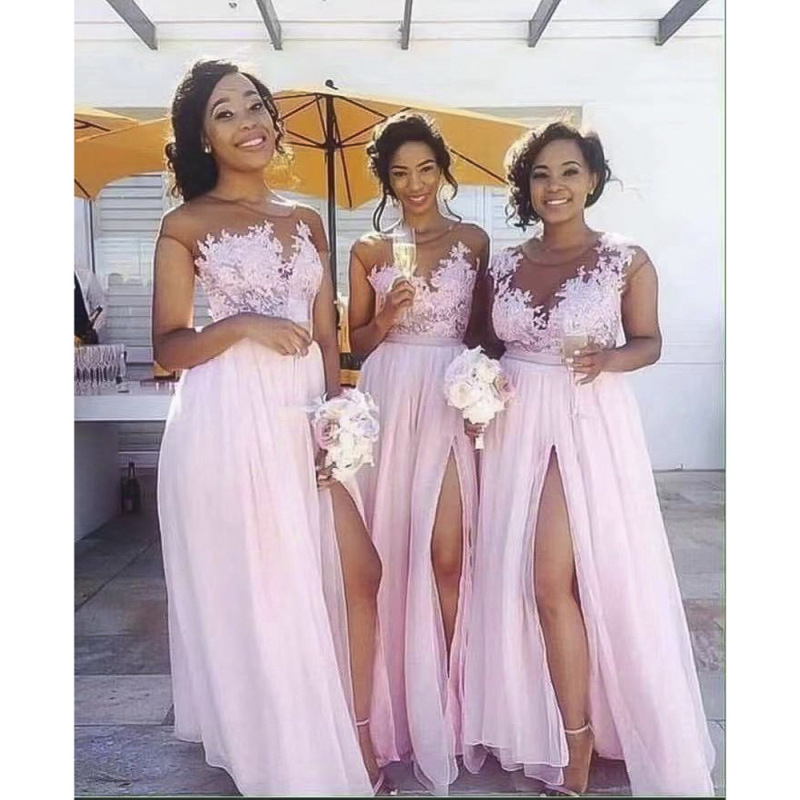 AliExpress Amazon African Women's New Wedding Dress Sexy Split Long Dress Evening Dress Lace Chiffon Dress