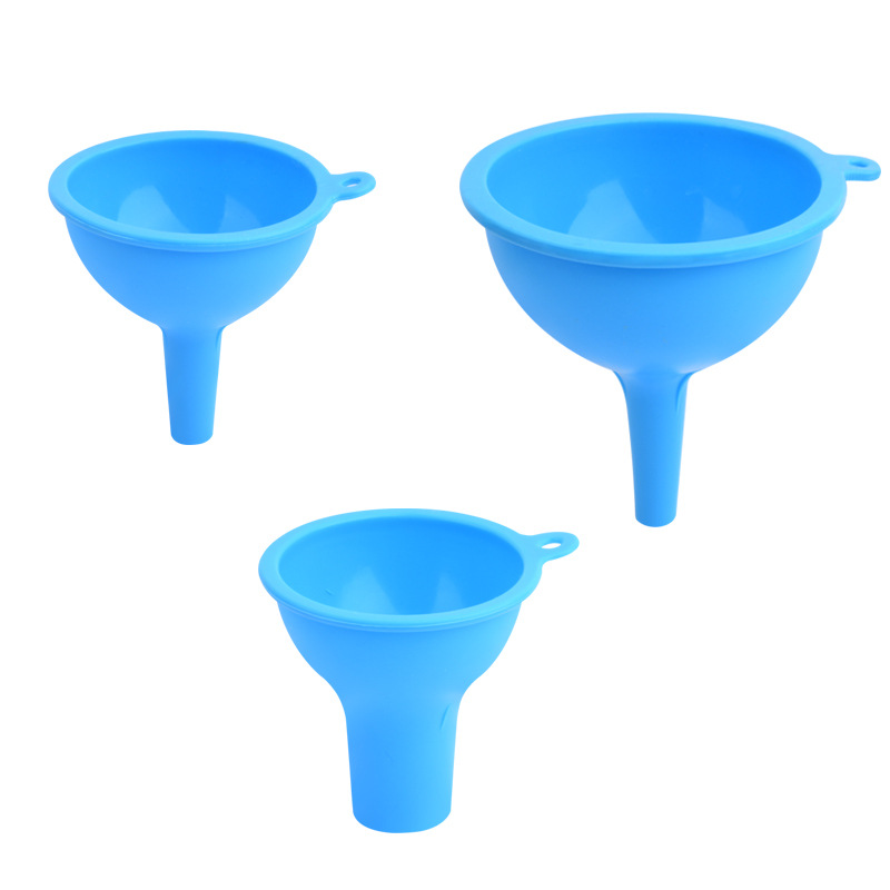 Suministro directo de fábrica embudo de silicona conjunto de tres piezas embudo de aceite de cocina embudo de vino embudo de sub-embalaje del hogar resistencia a altas temperaturas