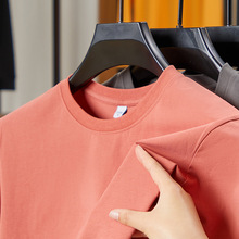 外贸新款纯棉男士圆领短袖夏季商务休闲透气男T恤莱卡棉200克高配