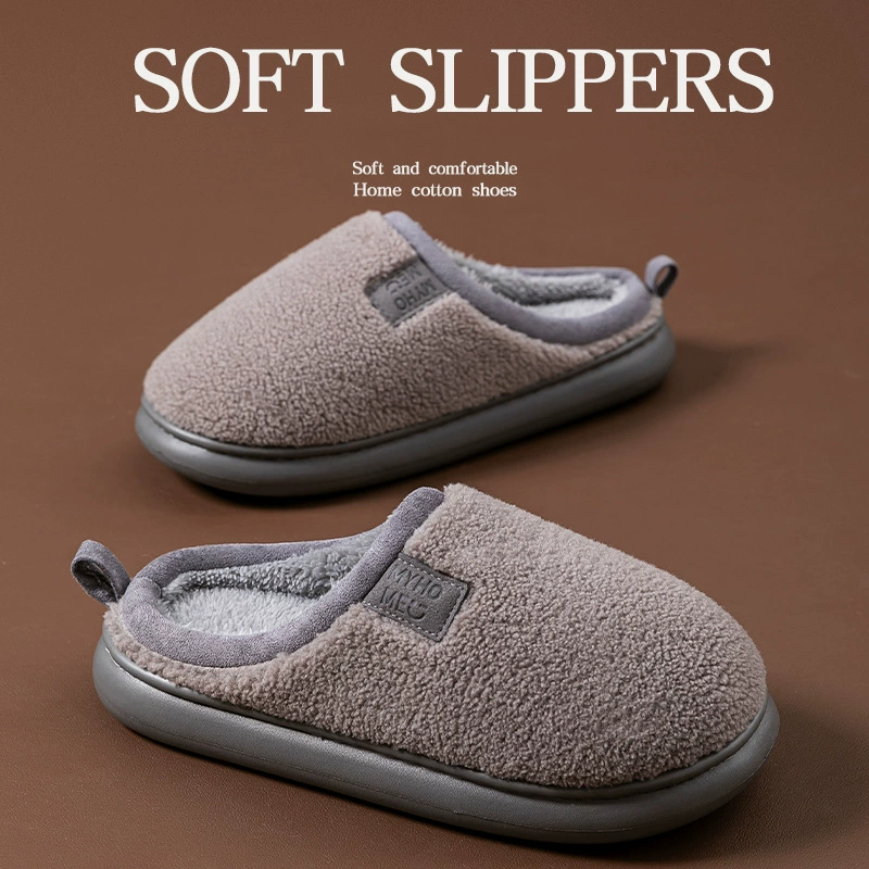 Мужские домашние тапочки из мягкого хлопкового материала, зимние, теплые, с флисовой подкладкой, нескользящей толстой подошвой, высококачественные, для пар.