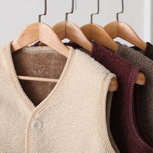 Autumn fleece vest for mother, keep warm jacket, for middle age, increased thickness