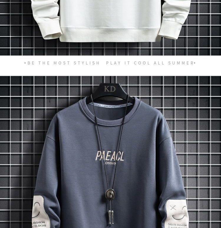 Herren Sweatshirt Rundhals Langarm Trendiger Freizeit Pullover_voghion.com