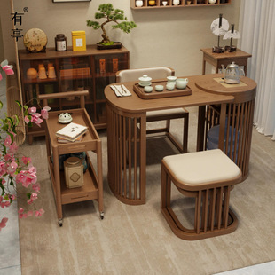 Youting New Chinese Style Solid Wood Tea Table and Chair Combination Small Apartment Balcony Tea Table New Practical Simple Zen Tea Table