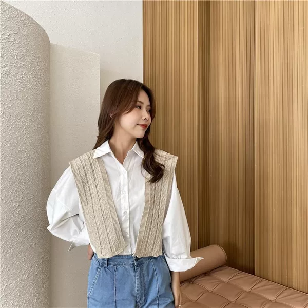 New autumn and winter hooded shawl for women, layered design, suitable for wearing in air-conditioned rooms, protects the neck, fashionable knit shawl with a cable-knit pattern