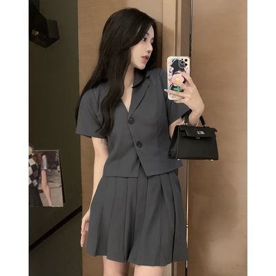 Real price~summer fashion By age have cash less than that is registered in the accounts Blazer Paige Pleated skirt suit Two piece set