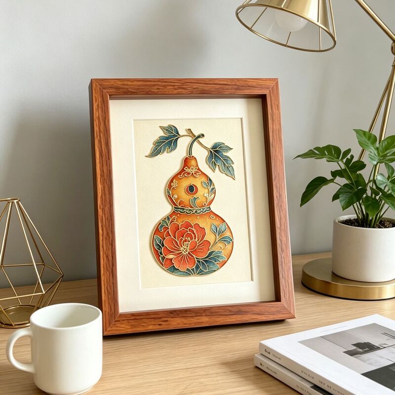 Three-Dimensional Hollow Photo Frame with 1cm Depth, Cloisonné Enamel Cloisonné Gourd Relief Painting, Handcrafted Display Frame for Tabletop Display Three-Dimensional Hollow Photo Frame with 1cm Depth, Cloisonné Enamel Cloisonné Gourd Relief Painting, Handcrafted Display Frame for Tabletop Display