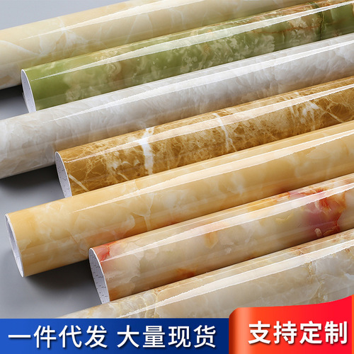 Marble sticker waterproof and oil proof self-adhesive wallpaper bathroom kitchen living room bathroom renovation factory wholesale