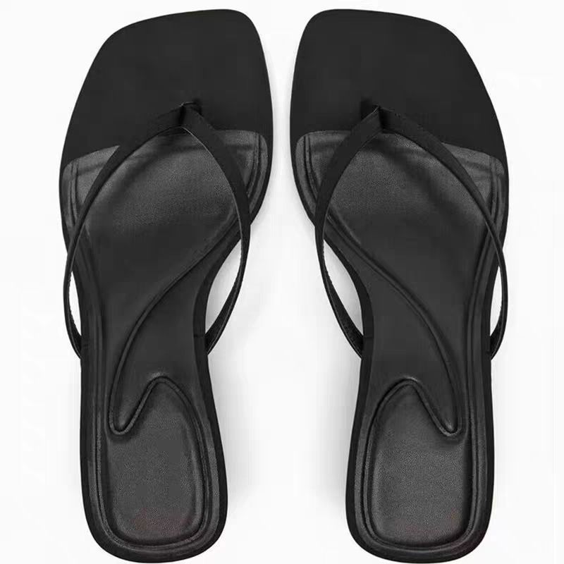 Embossed Leather Thong Sandals