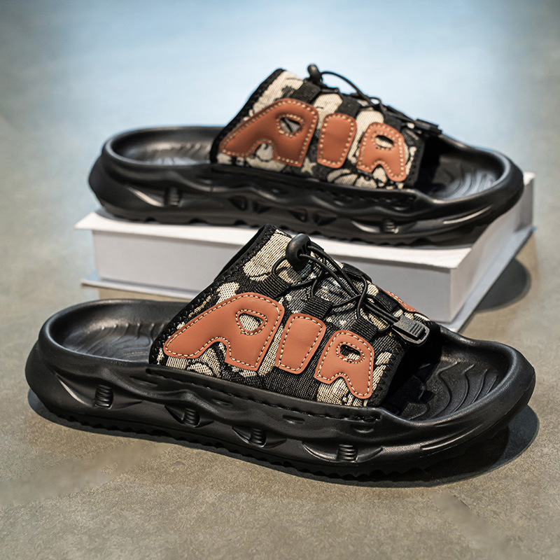 Anti-Slip and Anti-Odor Men's Slippers, Air Cushion, Air Trendy Brand Summer Outer Wear Thick-Soled Beach Sandals