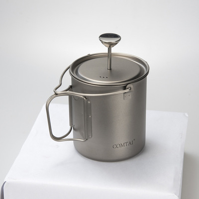 康钛纯钛法压泡茶壶手冲咖啡壶煮咖啡过滤杯法压壶家用法式滤压壶|ms