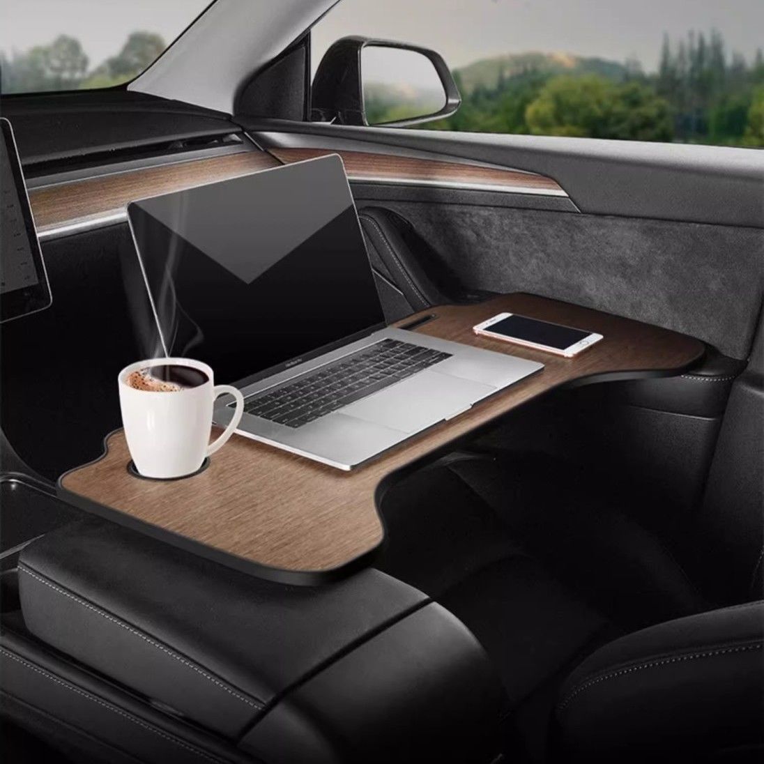 Car-Mounted Folding Table Tray for New Energy Vehicles, Suitable for Eating, Working, Studying, and Applying Makeup; Universal Interior Accessory