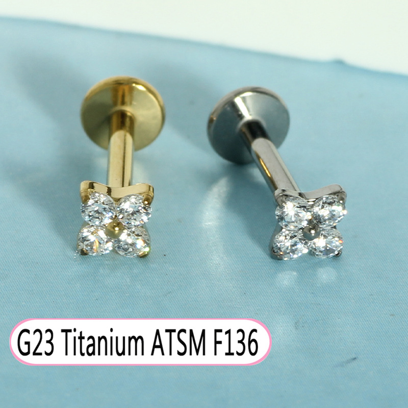 Hot Selling Titanium Alloy Star Zircon Tongue Lip Nail Jewelry for Women Light Luxury Piercing detail image 9