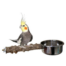 鸟食杯站棒花椒木鸟栖木不锈钢鸟食物盆水罐水杯 食碗 食杯