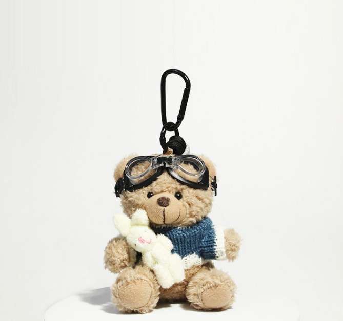 Lindo bolso de oso, colgante de bolso, muñeco de peluche, adorno de coche, llavero de coche, pareja, regalo creativo