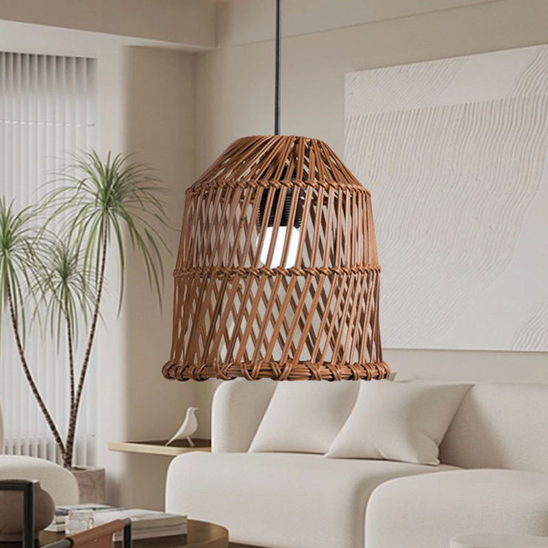 Pantalla de lámpara tejida a mano de ratán de imitación, candelabro de cuerda pastoral, iluminación, alojamiento, restaurante, hotel, restaurante de olla caliente, lámpara, lámpara de decoración