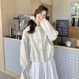小香风花边拼接短款夹克外套女春秋2026新款千金感慵懒风上衣