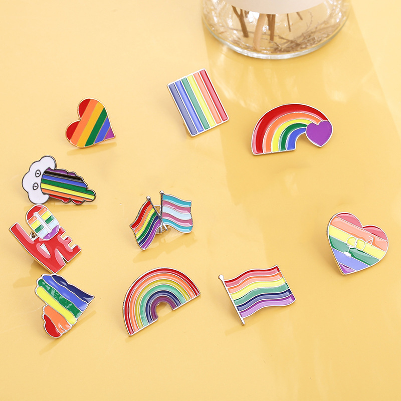 Heart Bridge Sheep Rainbow Flag Alloy Brooch Lapel Pin Accessory_voghion.com