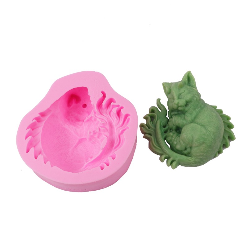 Jabón de jabón utensilios para hornear dormir diablo gato fondant molde de la torta aromaterapia decoración de yeso molde de silicona