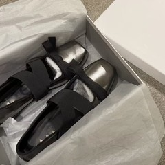 既製品～レトロな蝶結びメリージェーンシューズ レディース 本革 シルバー 厚底メリージェーンシューズ バレエシューズ ピローシューズ